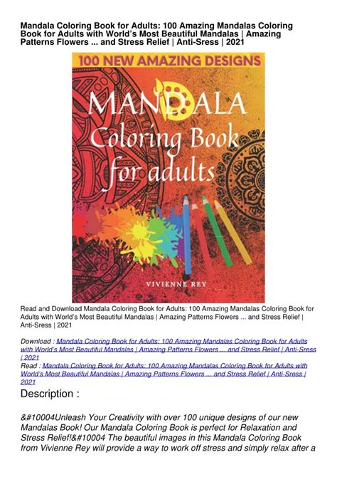 PPT PDF Mandala Coloring Book For Adults 100 Amazing Mandalas