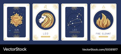 Witchcraft Cards With Astrology Leo Zodiac Sign Vector Image