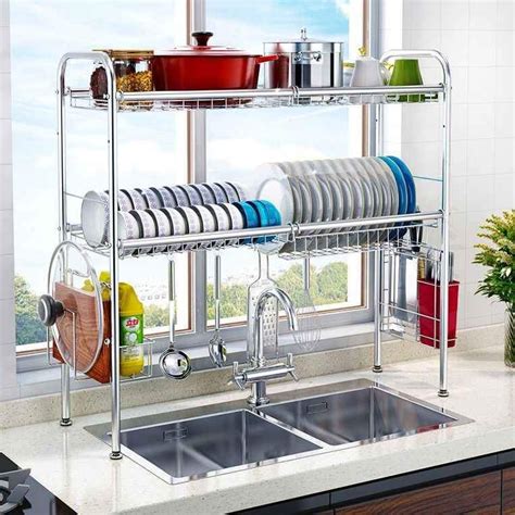 Dish Rack Rak Pengering Pinggan Mangkuk Yang Boleh Dipasang Di Singki