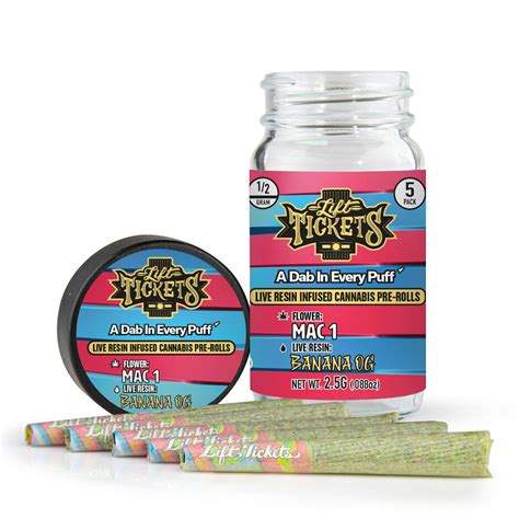 Mac 1 X Banana Og Infused Pre Roll 5 Pack Lift Tickets