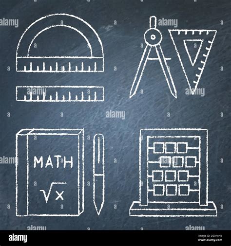 Iconos de instrumentos matemáticos establecidos en estilo de línea en