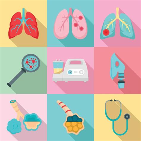 Pneumonia Icon Set Flat Style Vector Art At Vecteezy