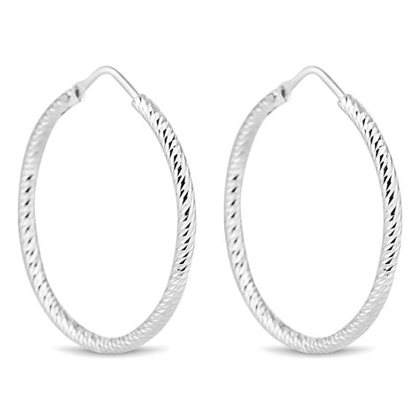 Simply Silver Sterling Silver Textured Hoop Earring Jewellery From Jon Richard Uk