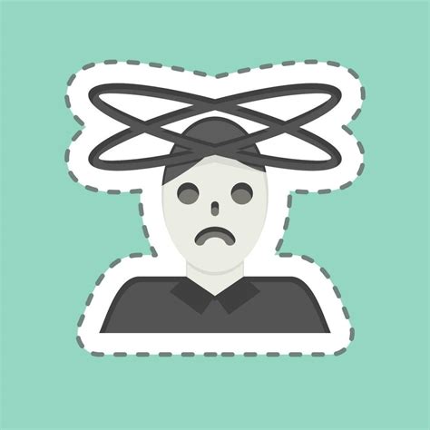 Sticker Line Cut Dizziness Related To Body Ache Symbol Simple Design