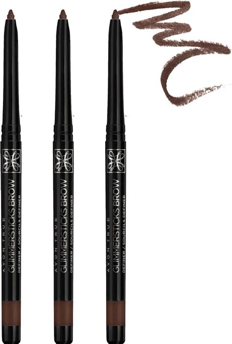 3 X Avon Glimmersticks Brow Definer Dark Brown Eyebrow Pencil No