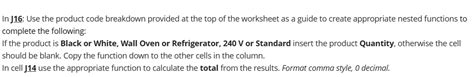 Solved In J16 Use The Product Code Breakdown Provided At Chegg