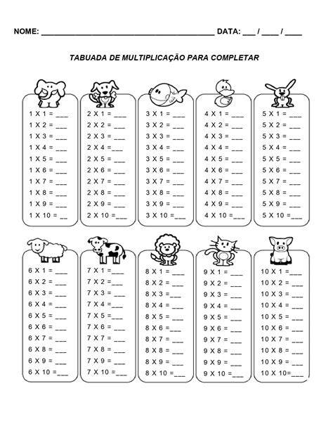 Exercicios De Tabuada De Multiplicação Para Imprimir - 10