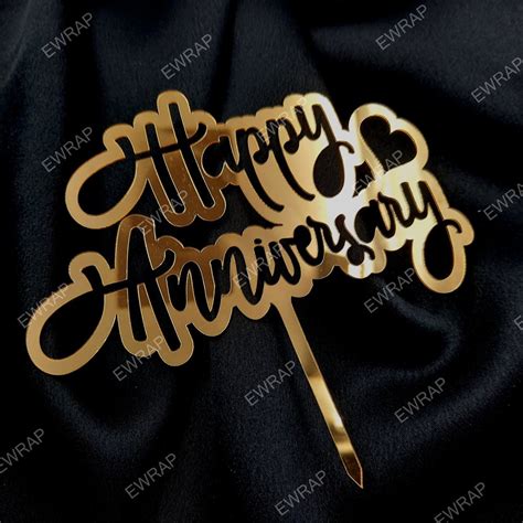 Gold Mirror Finish 12 Pcs Happy Anniversary Cake Topper Packaging Type