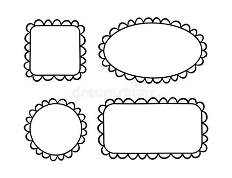 Doodle Circle And Square Scalloped Frames Hand Drawn Scalloped Edge