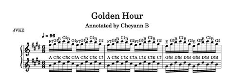 Golden Hour By Jvke Piano Sheet Music With Letters Etsy