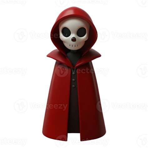 Cute Cartoon Skeleton In Red Hooded Robe 51220721 Png
