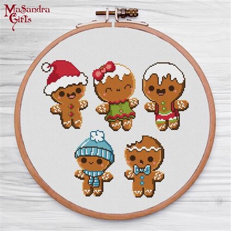 Gingerbread Man Stitch Pattern Christmas Cross Stitch Pattern Etsy