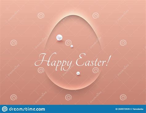 Easter Greeting Card Pastel Pink Soft 3d Egg Shape Abstract Frame Design Happy Easter White