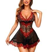 Rslove Women Lingerie Babydoll Silk Sleepwear Sexy Slips Lace Chemise Negligees Amazon Co Uk