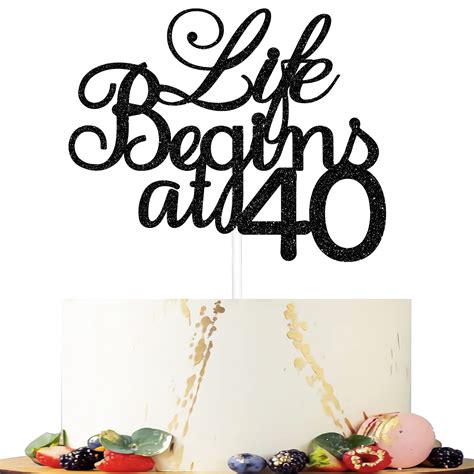 Buy Black Glitte Life Begins At Cake Topper Happy Th Birthday