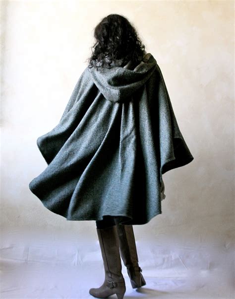 Wool Cape Women Cape Hooded Cloak Winter Cape Hooded Cape Etsy