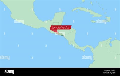 Map of El Salvador with pin of country capital. El Salvador Map with ...