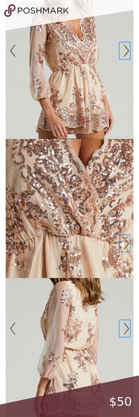 Showpo Big Baller Playsuit In Rose Gold Sequin Rose Gold Sequin