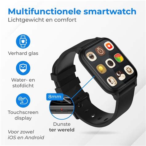 Nuvance Smartwatch Voor Dames En Heren Android And Ios Hd Ips Scherm Zwart