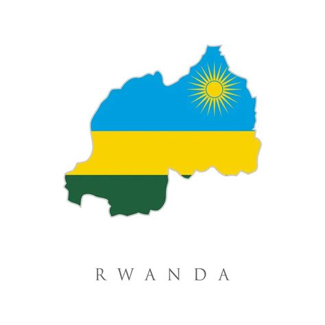 Map with flag of Rwanda isolated on white. National flag for country of ...