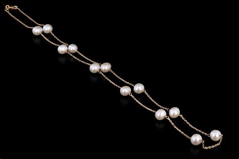 New 14k Gold Freshwater Cultured Pearl Station Necklace — Queen May