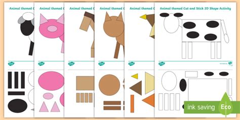 Cut Out Animal Shapes Activity - 2D Animal Pictures