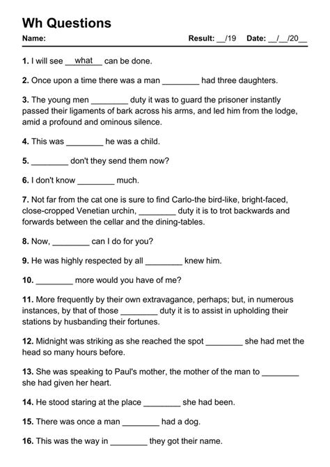 101 Wh Questions Pdf Worksheets With Answers 2032 Exercises Grammarism