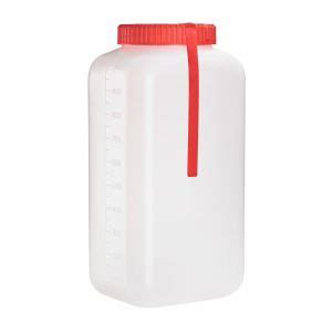 Flacon 1L en PEHD naturel gradué cape rouge auto jointante avec