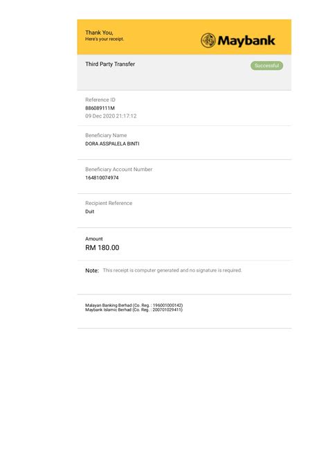 Maybank Online Transfer Receipt