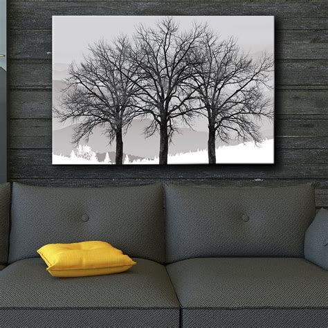 wall26 Black and White - Trees in Winter Gray Landscape - Photo and ...