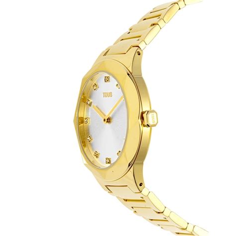 Reloj analógico con brazalete de acero IPG dorado Karat Oval TOUS