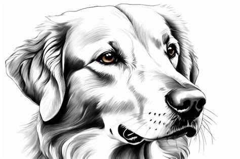 Coloriage Golden Retriever Qualité Affiche Imprimable Photo Premium