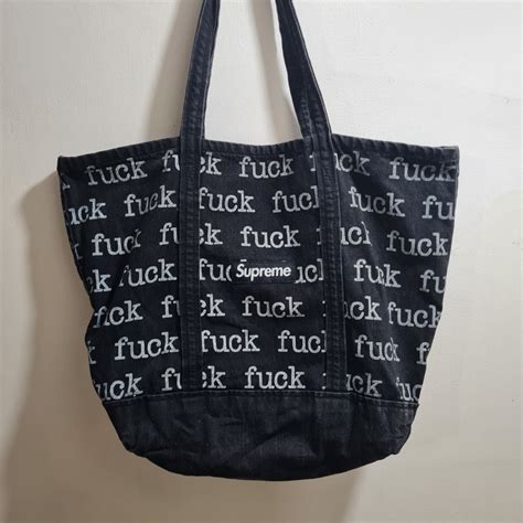 Supreme Fuck Denim Tote Bag Women S Fashion Bags Wallets Tote
