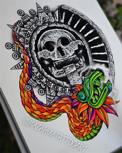 Quetzalc Atl Disco De La Muerte Tatuajes De Arte Mejicano Tatuajes