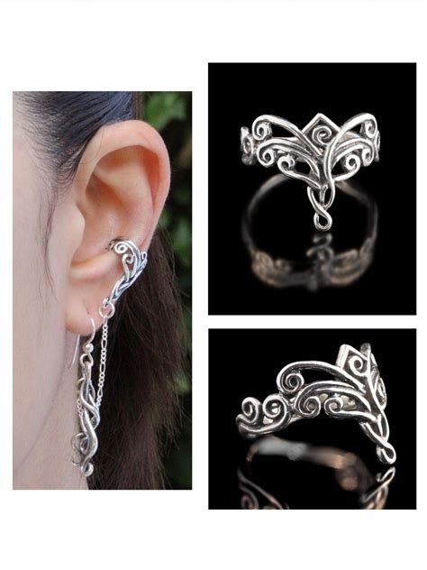 Arabesque Ear Cuff Bajoran and Arabesque Ring Jewelry Set - Silver ...