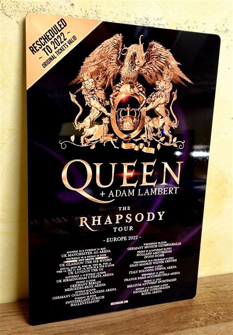 QUEEN AND ADAM LAMBERT THE RHAPSODY TOUR UK EUROPE 2022 12X8 METAL