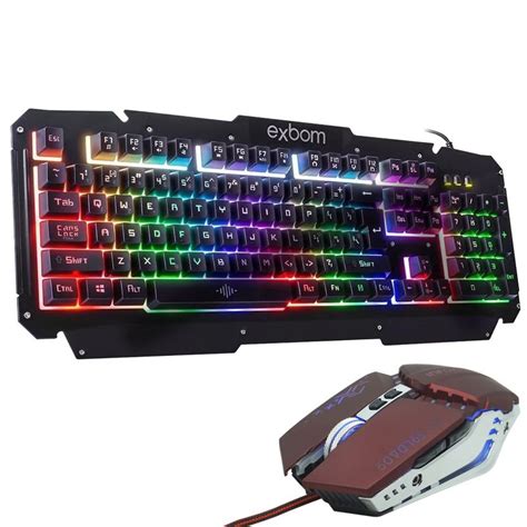 Kit Teclado Semi Mec Nico Mouse Gamer Profissional Usb Abnt Led