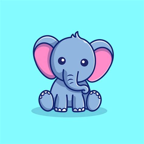 Cute elephant sitting icon illustration. elephant mascot cartoon ...