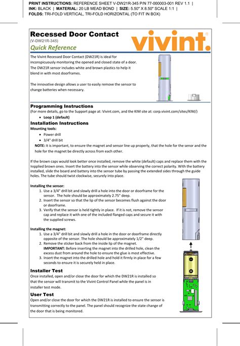 Vivint DW01 Security Signaling Equipment User Manual