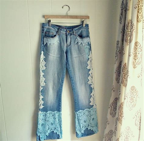 Shabby Chic Jeans Upcycled Womens Clothing Boho Chic Eco Friendly