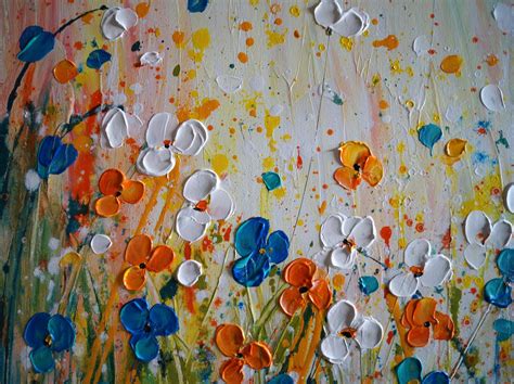 MORNING Bliss Daisy Flowers Abstract Pollock Inspired Original Painting ...