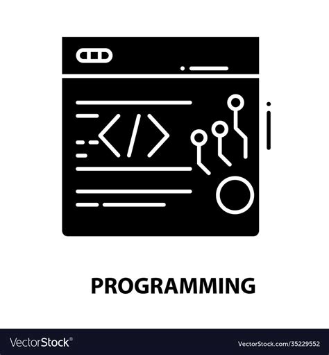 Programming Symbol Icon Black Sign Royalty Free Vector Image