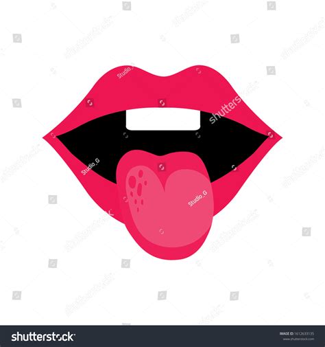 Sexy Mouth Tongue Out Pop Art เวกเตอร์สต็อก ปลอดค่าลิขสิทธิ์