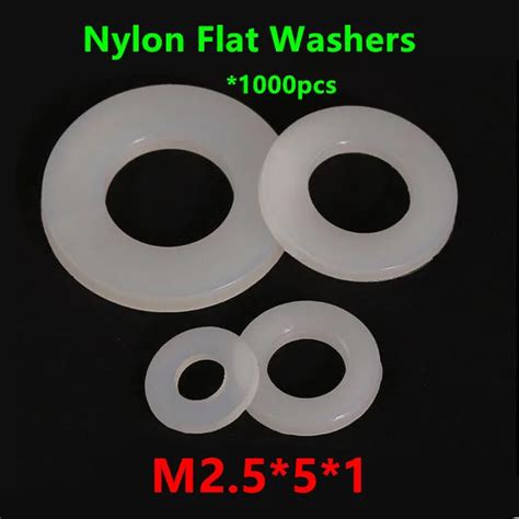 1000pcs M2 5 Id 5 Od 1mm White Nylon Flat Washer M2 5 Plastic Plain