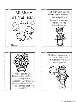 All About St Patrick S Day Mini Book And Graphic Organizer Tpt