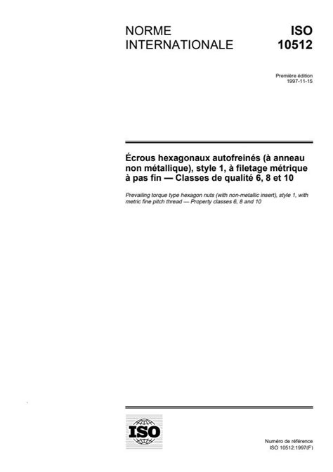 ISO 10512 1997 Prevailing Torque Type Hexagon Nuts With Non Metallic