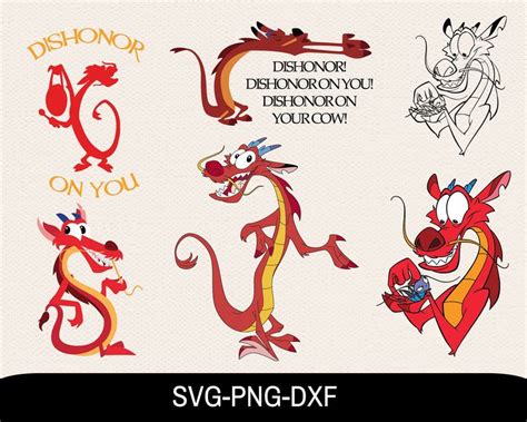 Mushu Svg Bundle For Cricut Mulan Cartoon Silhouette