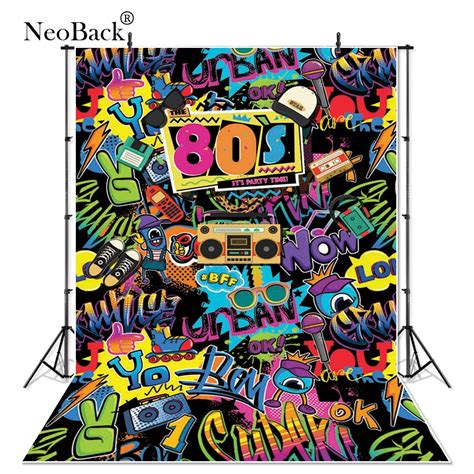 Neoback Punk Rock And Roll Vintage Theme Backdrop Graffiti Wall