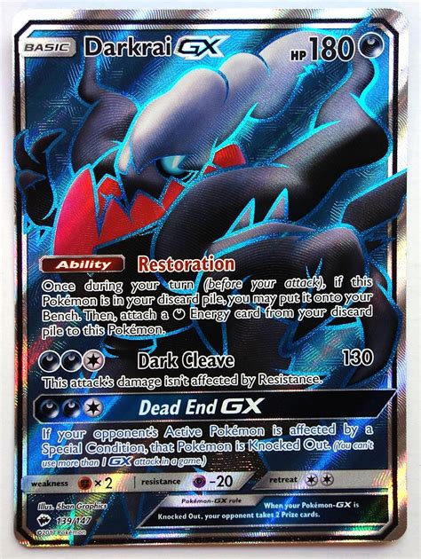 Mint Ultra Rare Full Art Pokemon Card Darkrai Gx Burning