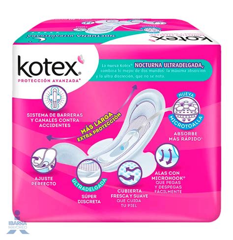 Toalla Sanitaria Kotex Nocturna Ultra Delgada Con Alas Pzas Ibarra